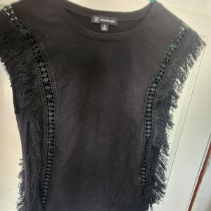 INC International Concepts Women's Black Fringe Blouse